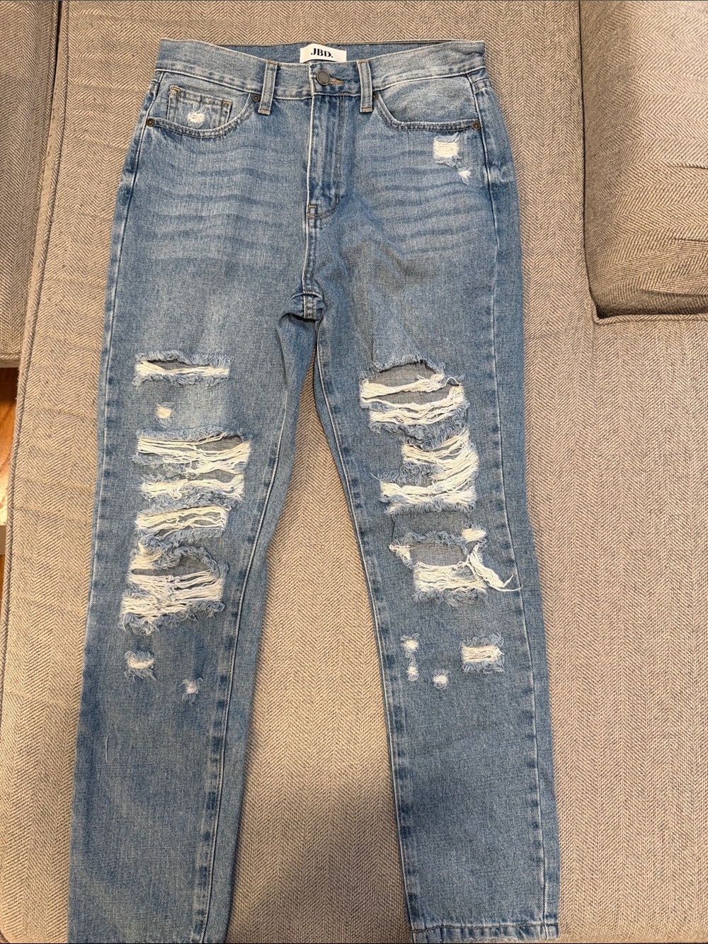 Just Black Light Blue Distressed Boyfriend Jeans